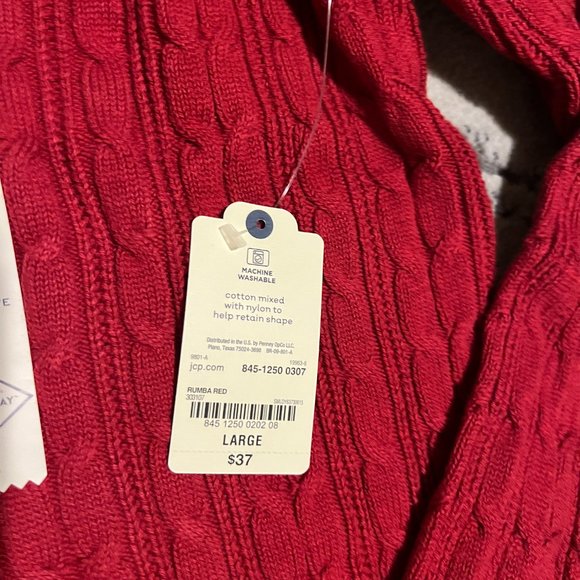 St. John's Bay Womens Crew Neck Long Sleeve Cable Knit Pullover Sweater - Picture 4 of 8